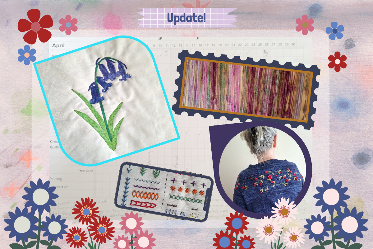 Embroidery design software interface with floral decorations and embroidery patterns.