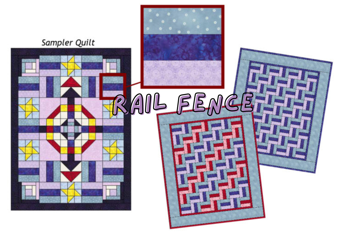 Rail Fence is the first block in the sampler quilt - join the stitch along