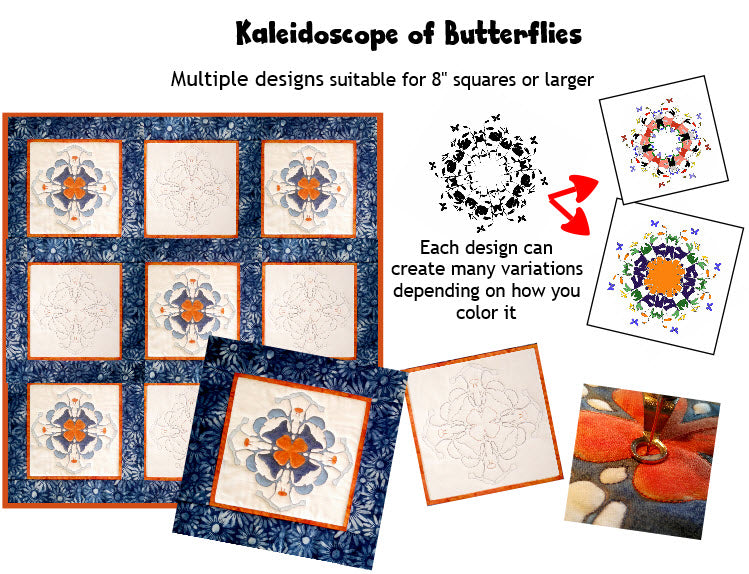 Kaleidoscope of Butterflies, An ebook of designs to color, applique, and quilt.
