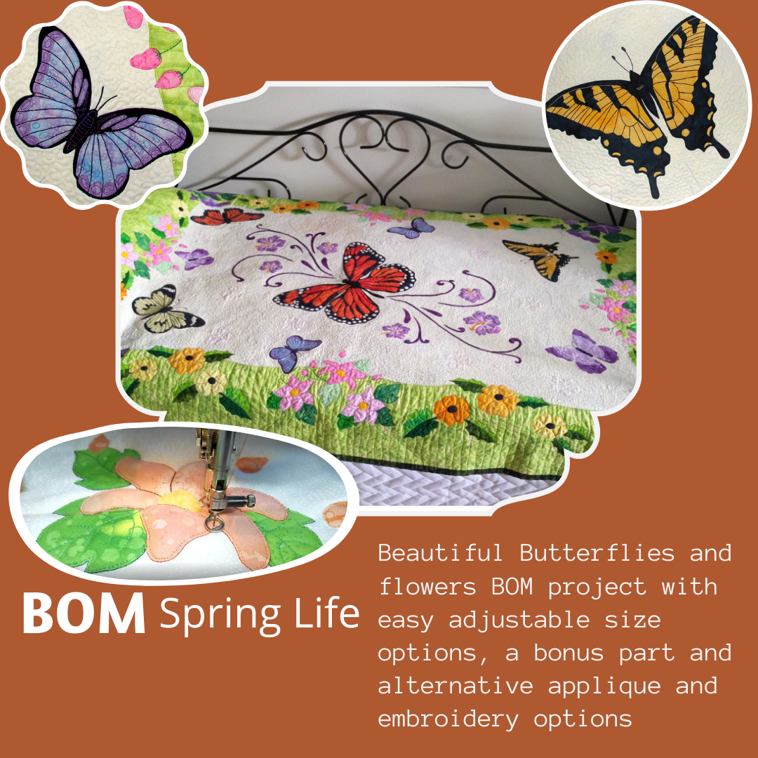 Learn to create applique butterflies and flowers in this online quilt workshop